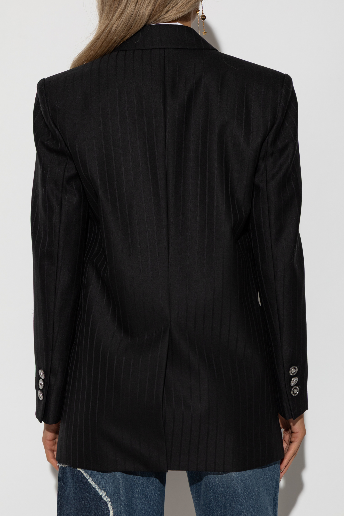 Black Double-breasted pinstripe blazer Versace - Vitkac AS